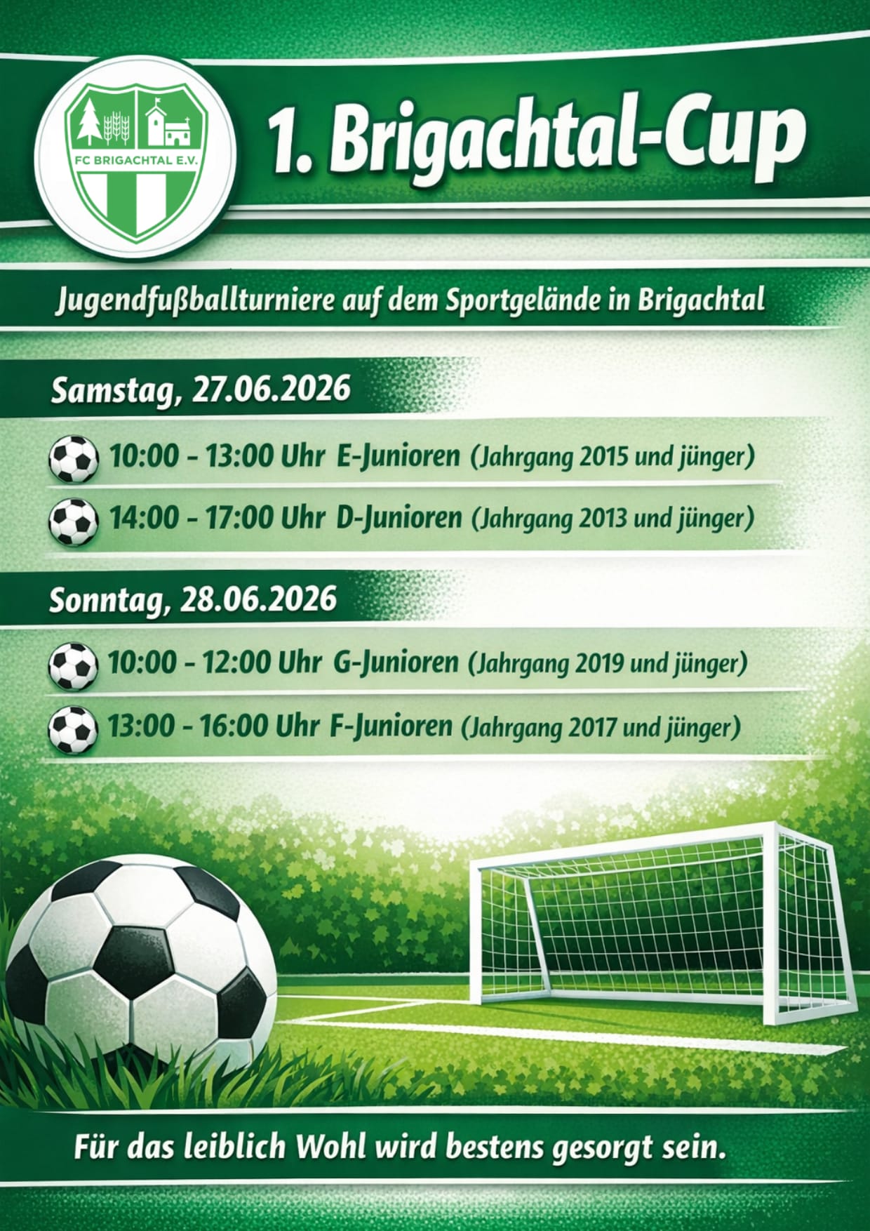1. Brigachtal-Cup am 27.-28. Juni 2026